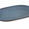 Oldenhof 1821 Ovale Serveerschaal ø 16 X 23 Cm Aardewerk Indigo Spickel Blauw