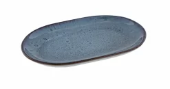 Oldenhof 1821 Ovale Serveerschaal ø 16 X 23 Cm Aardewerk Indigo Spickel Blauw