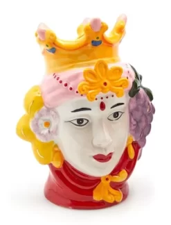 Oldenhof Siciliaans Hoofd Vrouw M ø 12 Cm X 17 Cm Aardewerk Roze Rood