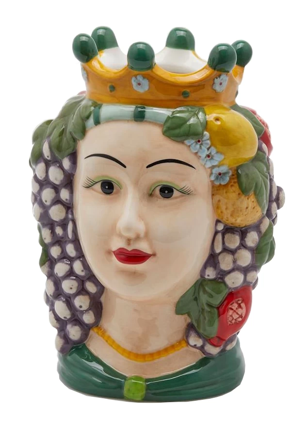 Oldenhof Siciliaans Hoofd Vrouw L ø 15 Cm X 22 Cm Aardewerk Groen 1 Oldenhof Siciliaans Hoofd Vrouw L ø 15 Cm X 22 Cm Aardewerk Groen