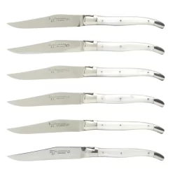Laguiole En Aubrac Steakmes 11,5 Cm Acryl Wit 6 Stuks