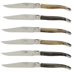 Laguiole En Aubrac Steakmes 11,5 Cm Geperst Hoorn Bruin 6 Stuks