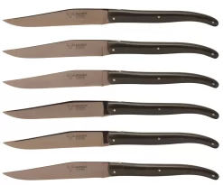 Laguiole En Aubrac Steakmes 11,5 Cm Titanium Paperstone Donkerbruin 6 Stuks