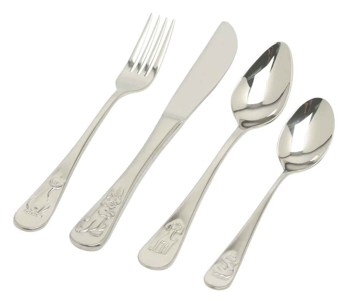 Van Kempen & Begeer Junior Bestek Dieren Rvs 4-delig 1 Van Kempen & Begeer Junior Bestek Dieren Rvs 4-delig