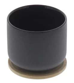 Stelton Theo Kop Met Onderzetter 0,2 Liter Hoogte 8 Cm Bamboo Keramiek Zwart