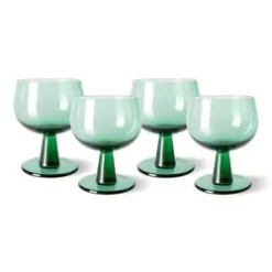 HK Living The Emeralds AGL4475 Wijnglas Laag ø 8,5 Cm Fern Groen 4-delig