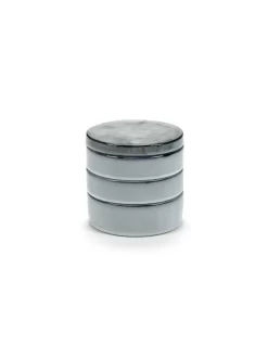 Serax Pure Kommenset Met Deksel ø 14 Cm H 15 Cm Keramiek Blue Glazed 3-delig