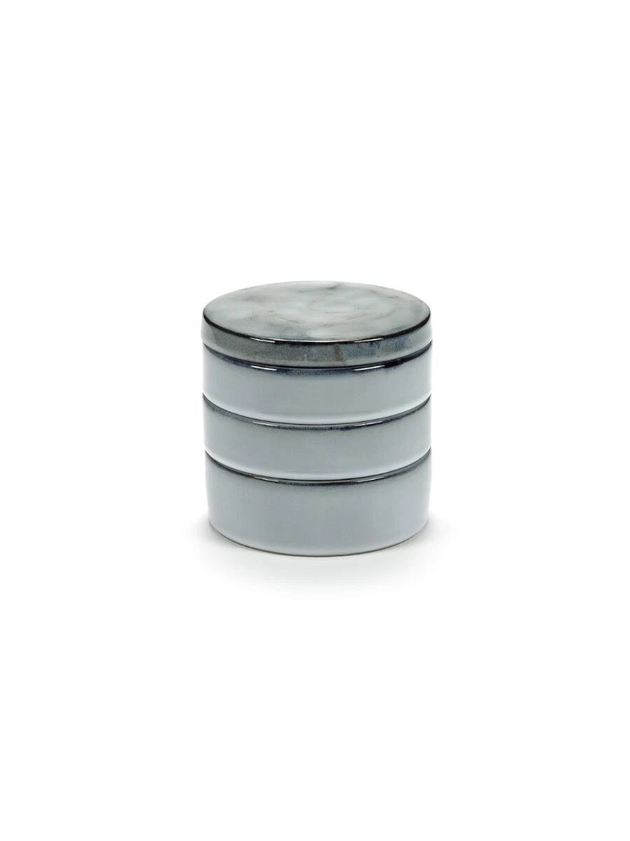 Serax Pure Kommenset Met Deksel ø 14 Cm H 15 Cm Keramiek Blue Glazed 3-delig 1 Serax Pure Kommenset Met Deksel ø 14 Cm H 15 Cm Keramiek Blue Glazed 3-delig