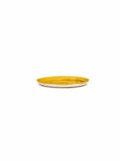 Serax Feast By Ottolenghi Bord M ø 22 Cm H 2 Cm Aardewerk Sunny Yellow + Swirl-Dots Black