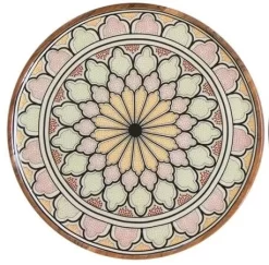 By Room Dienblad ø 40 Cm Mangohout Moroccan Print Bloemmotief Geel/rood/roze