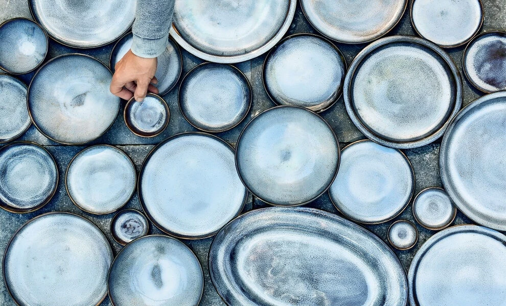 Serax Pure Kommenset Met Deksel ø 14 Cm H 15 Cm Keramiek Blue Glazed 3-delig 6 Serax Pure Kommenset Met Deksel ø 14 Cm H 15 Cm Keramiek Blue Glazed 3-delig - Afbeelding 6