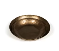 Oldenhof Schaal Rond ø 42 X 5 Cm Geslagen Metaal Messing