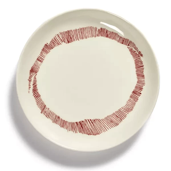 Serax Feast By Ottolenghi Bord XS ø 16 Cm H 2 Cm Aardewerk White + Swirl-Stripes Red 1 Serax Feast By Ottolenghi Bord XS ø 16 Cm H 2 Cm Aardewerk White + Swirl-Stripes Red