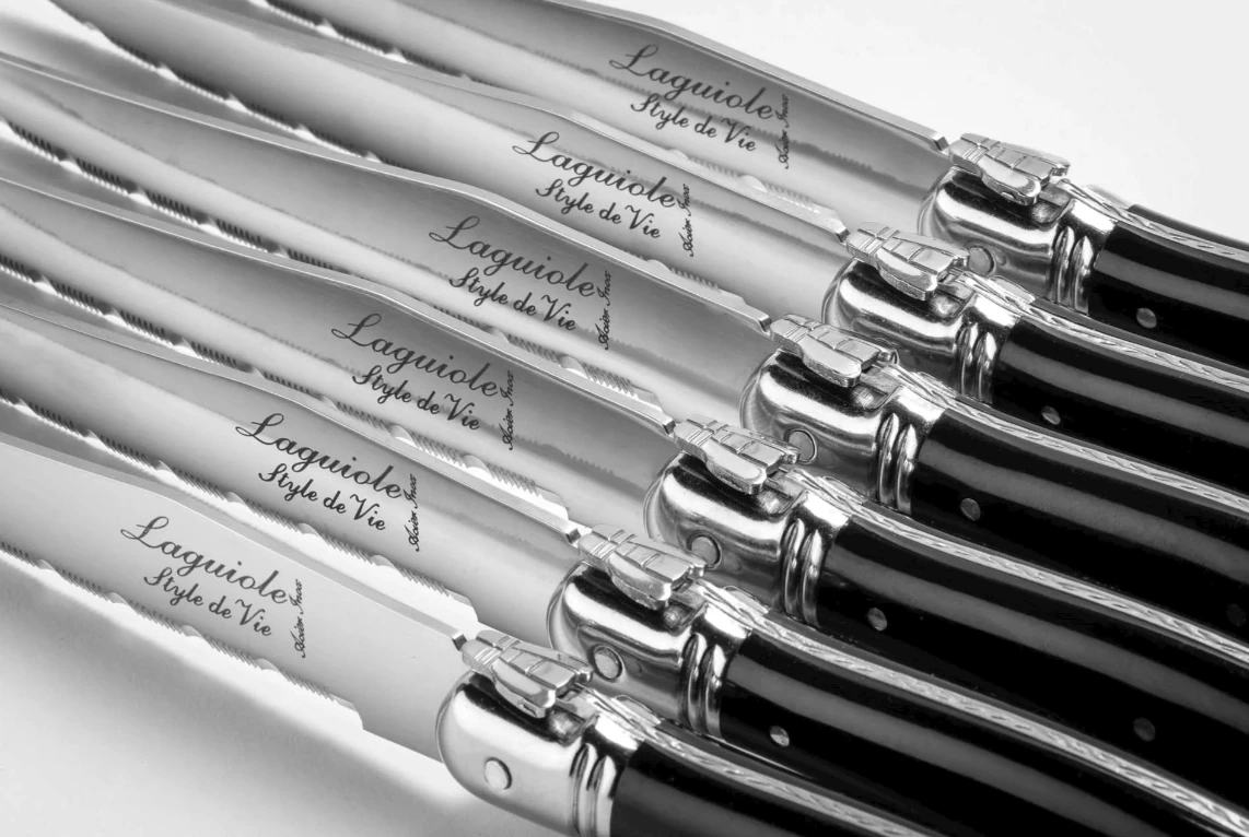 Laguiole Style De Vie Premium Line Steakmessen Zwart 6 Stuks 2 Laguiole Style De Vie Premium Line Steakmessen Zwart 6 Stuks - Afbeelding 2